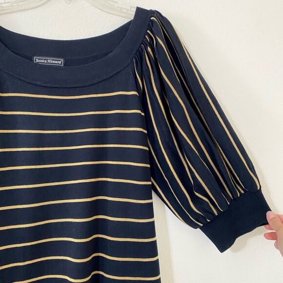 Jessica Howard Puff Sleeve Sweater Dress Striped Size XL - Picture 3 of 14